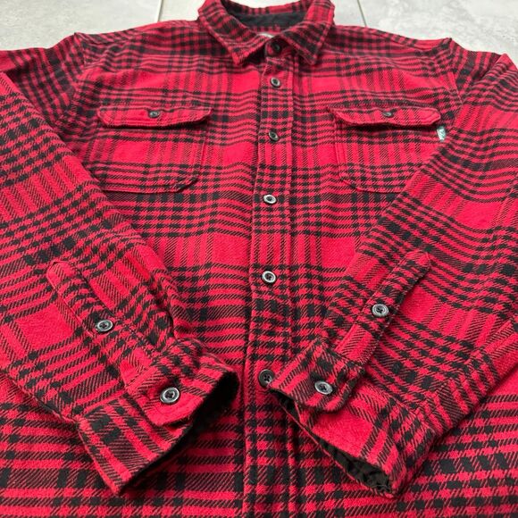VINTAGE Woolrich Plaid Flannel Long Sleeves Shirt Shacket Men XL Red - Picture 4 of 9